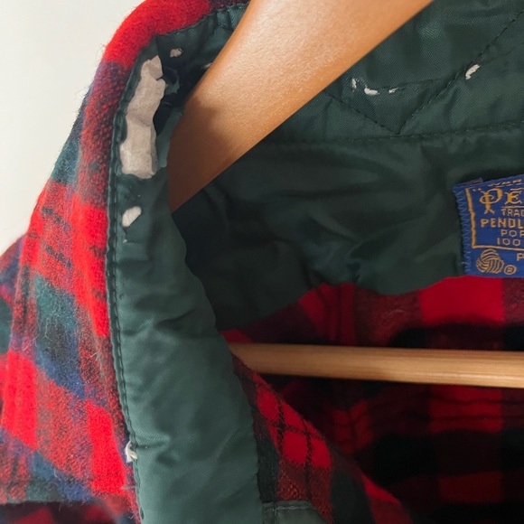 60's Pendleton Red & Green Plaid Wool Button Up Shirt - Picture 10 of 10